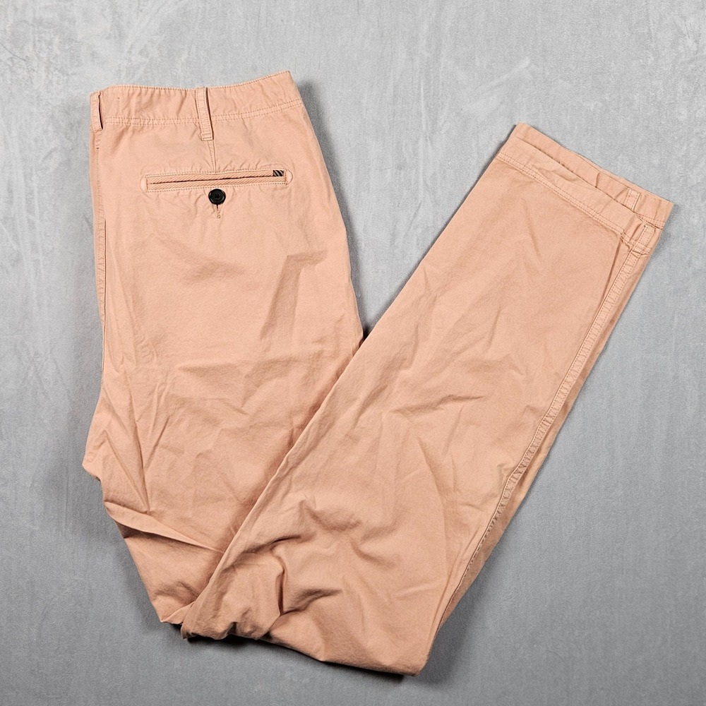 Billy Reid Chino‎ Pant Mens 34x33 Orange/Pink Khaki Pima Cotton Office Casual